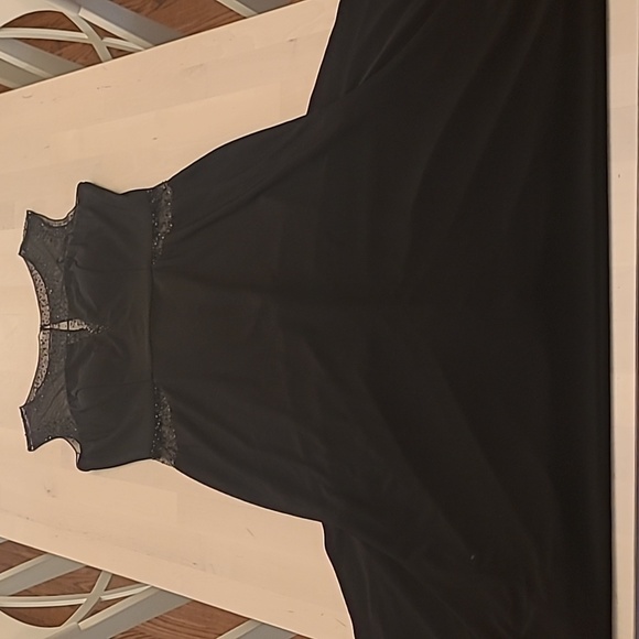 90s EUC Fiesta Fashionista Black Maxi Gown with Sheer/Beaded Details - Picture 5 of 13